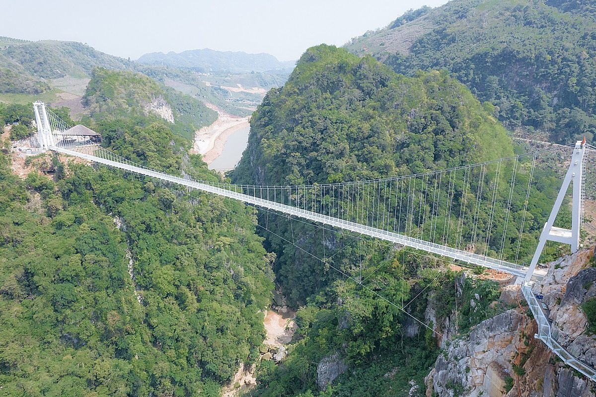 A glass bridge, said to be the worlds longest, in Moc Chau Town is set to open on April 30, 2022. Photo courtesy of Moc Chau Island Tourist Area
