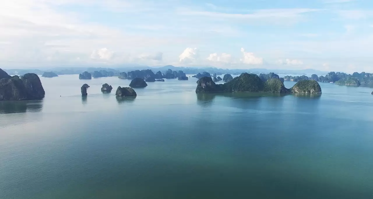 A part of Halong Bay with many limestone islands