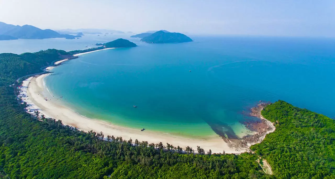 A panoramic breathtaking view of Quan Lan Island from above
